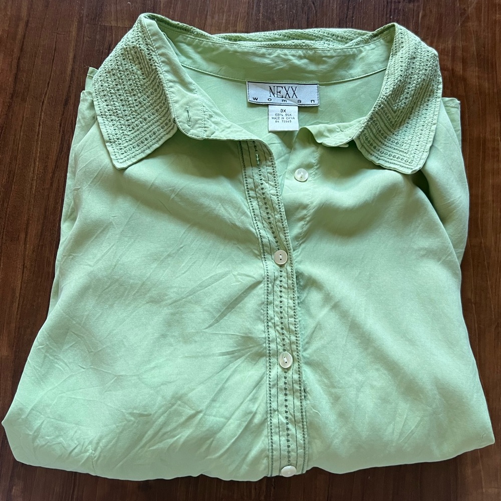 Nexx Green Long Sleeve Polo Button Down Shirt